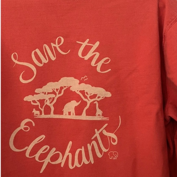 NWOT Ivory Ella Orange Save The Elephants 🐘Graphic Long Sleeve Sweatshirt SZ XS - Picture 3 of 4
